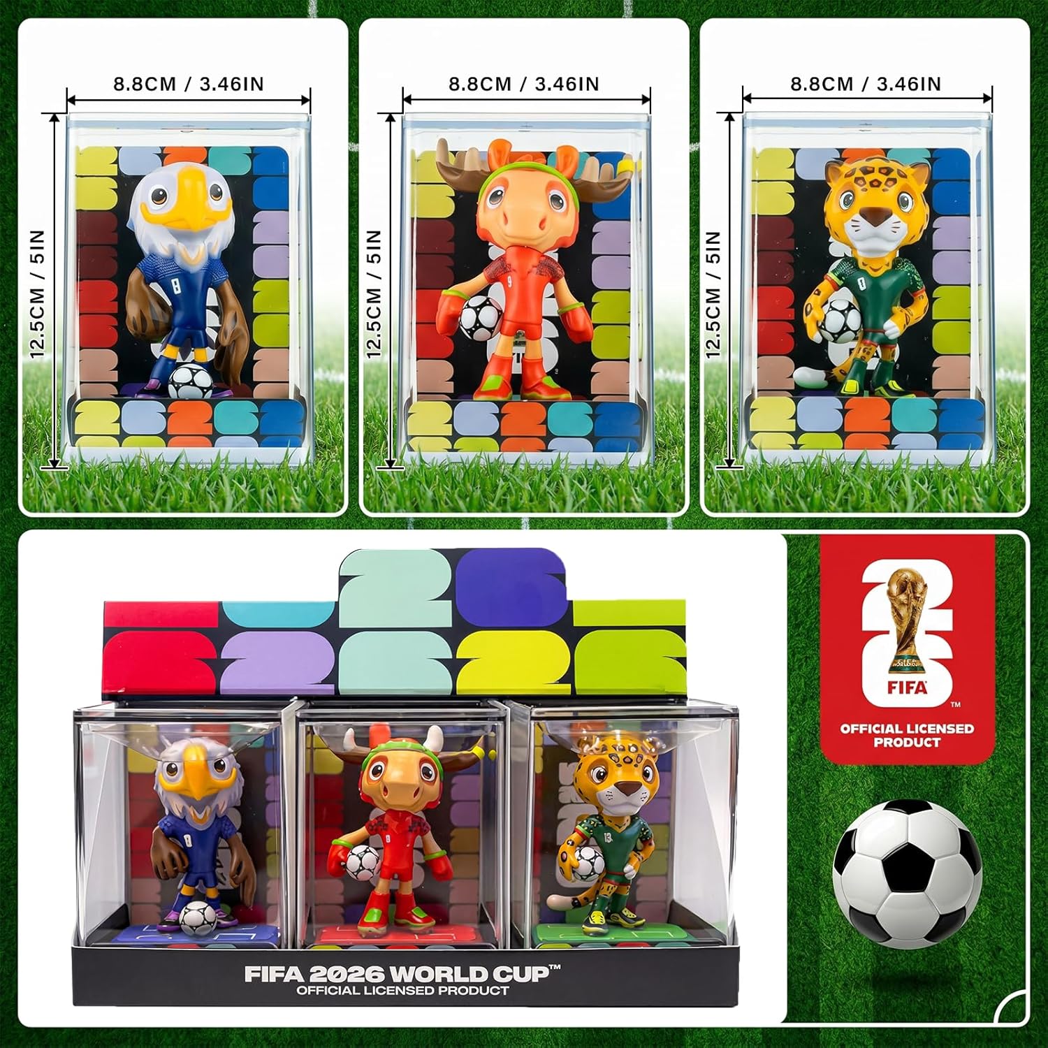 FIFA World Cup 2026 Mascot Display Statue 13.8" (35cm) – Personalized Laser Engraved | Official Licensed XL Soccer Collectible with Acrylic Dome