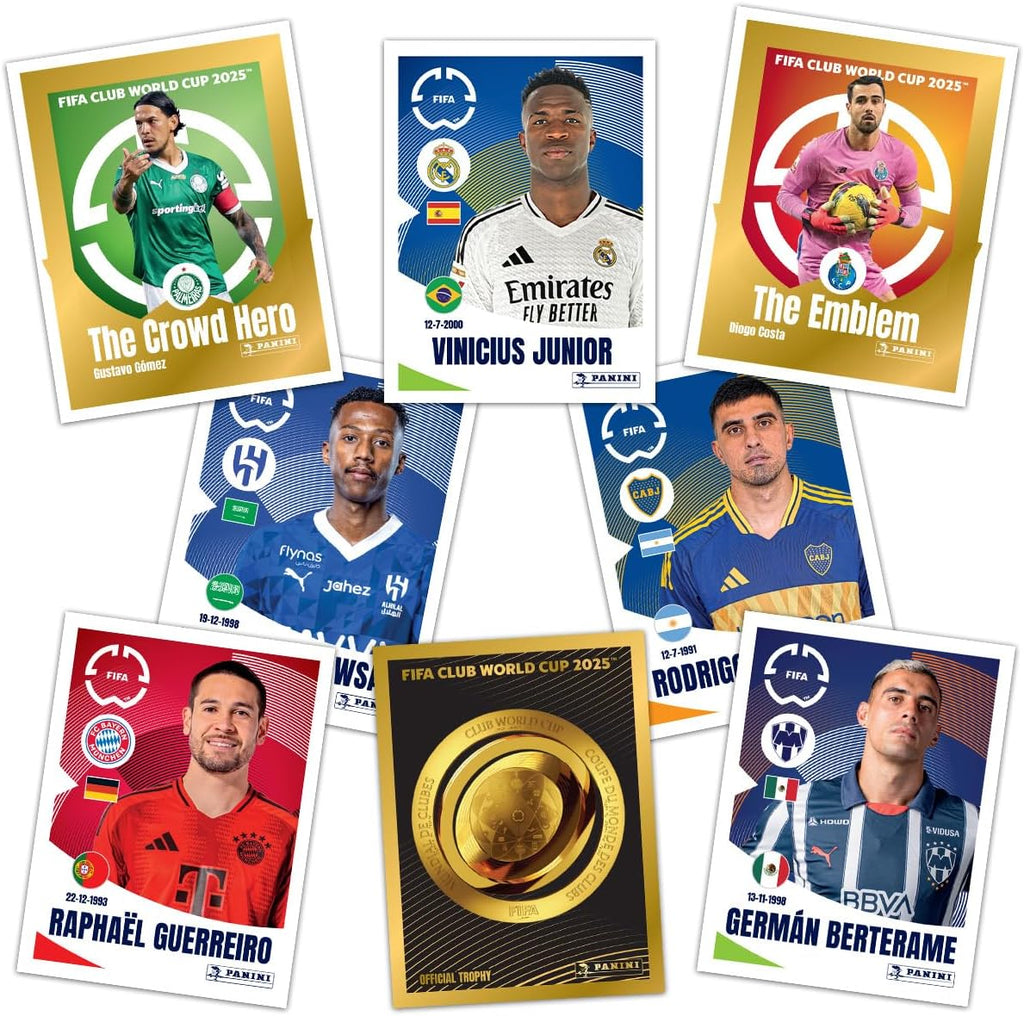 Panini FIFA Club World Cup 2025 Sticker Box – 50 Packs, 250 Stickers | All 32 Teams incl. Bayern Munich & Real Madrid | Official Soccer Collectible