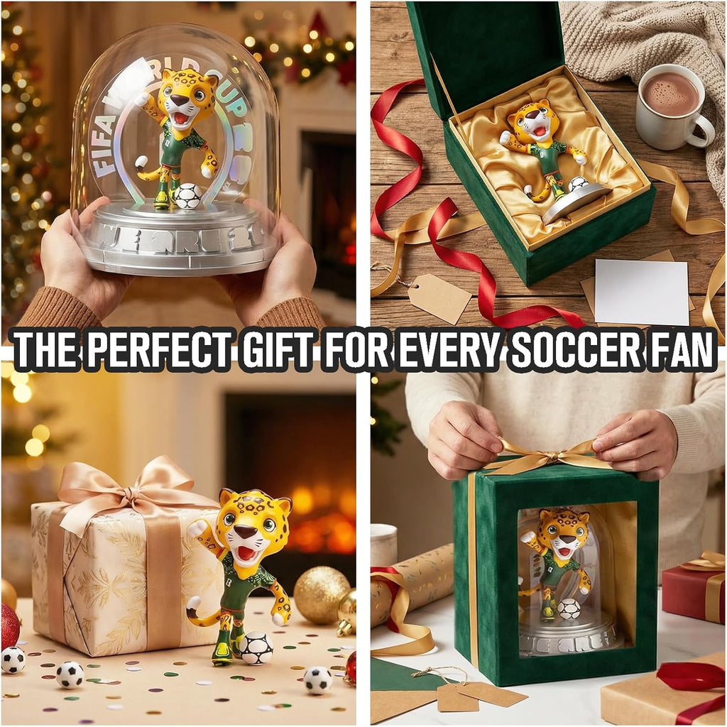 FIFA World Cup 2026 Mexico Mascot Zayu Jaguar Statue – Personalized Laser Engraved | Official Licensed 25cm Display with Acrylic Dome