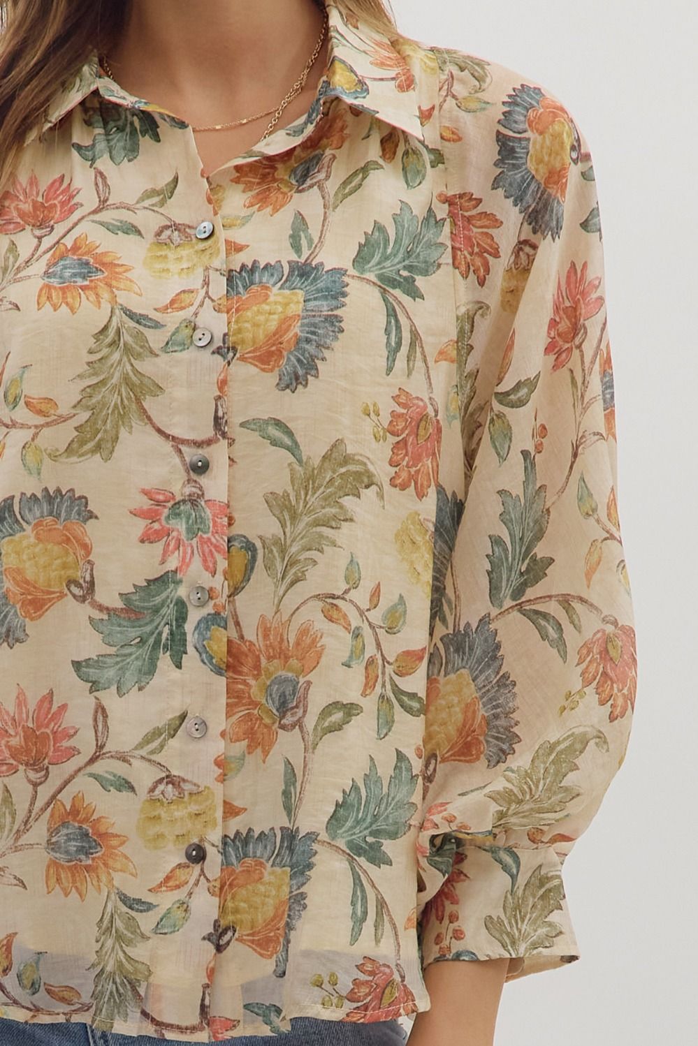 Cream Florals Lightweight Blouse