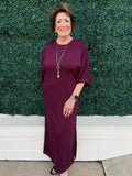 Maroon Knit Maxi Dress