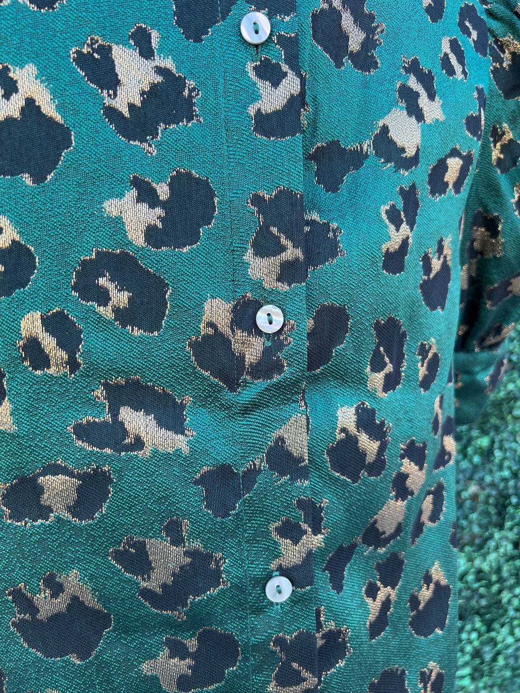 Metallic Green & Gold Cheetah Print Blouse