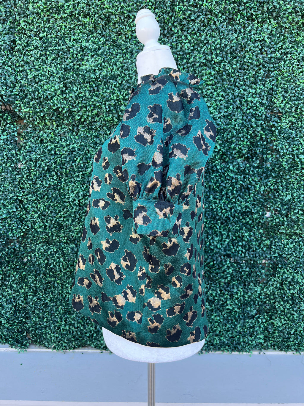 Metallic Green & Gold Cheetah Print Blouse