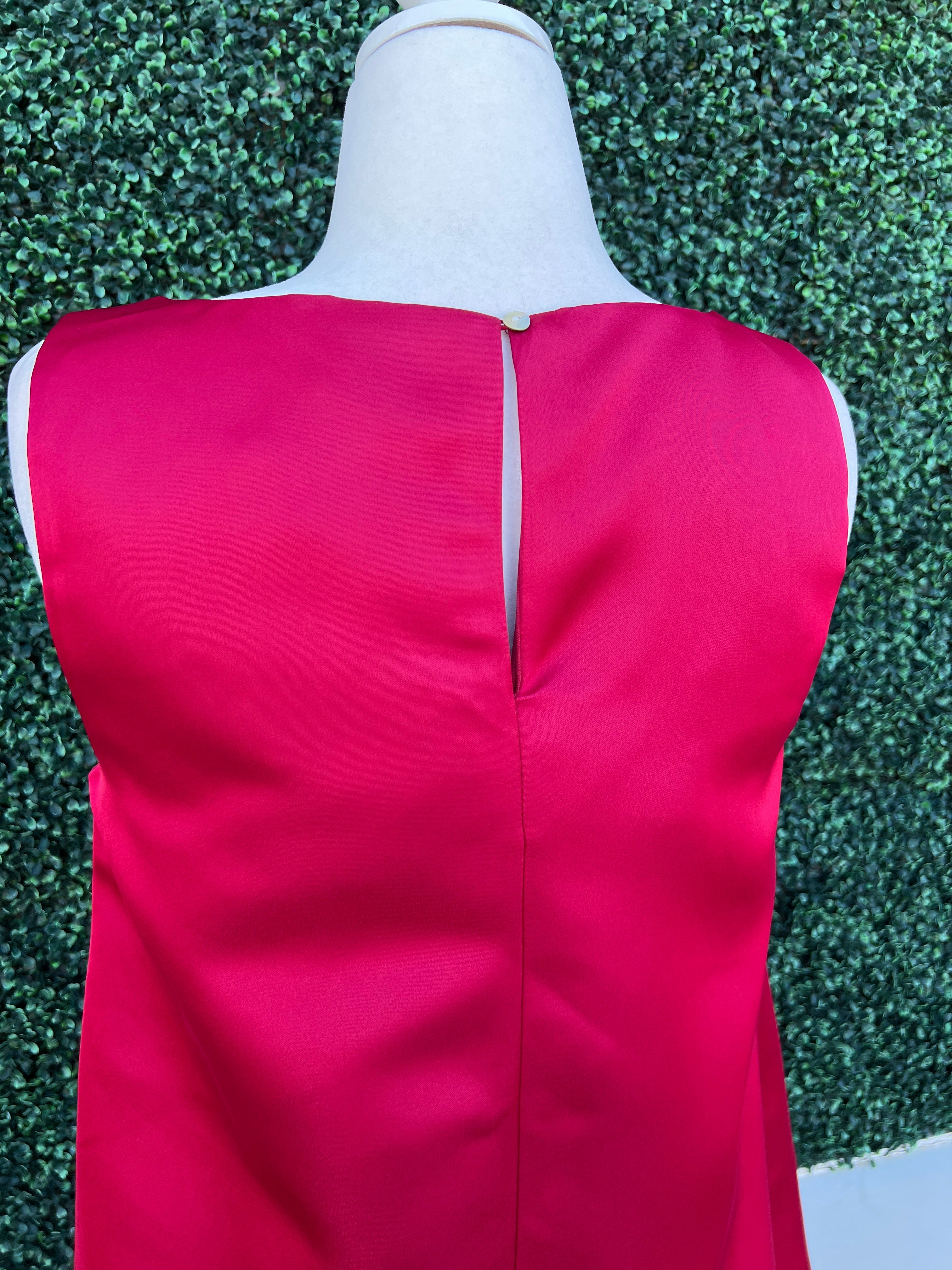 Red Gold Button Keyhole Dress