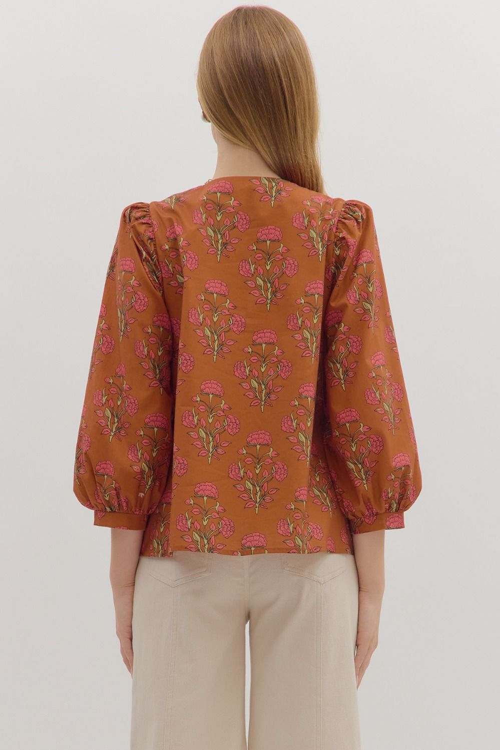 Hot Pink and Burnt Orange Blouse