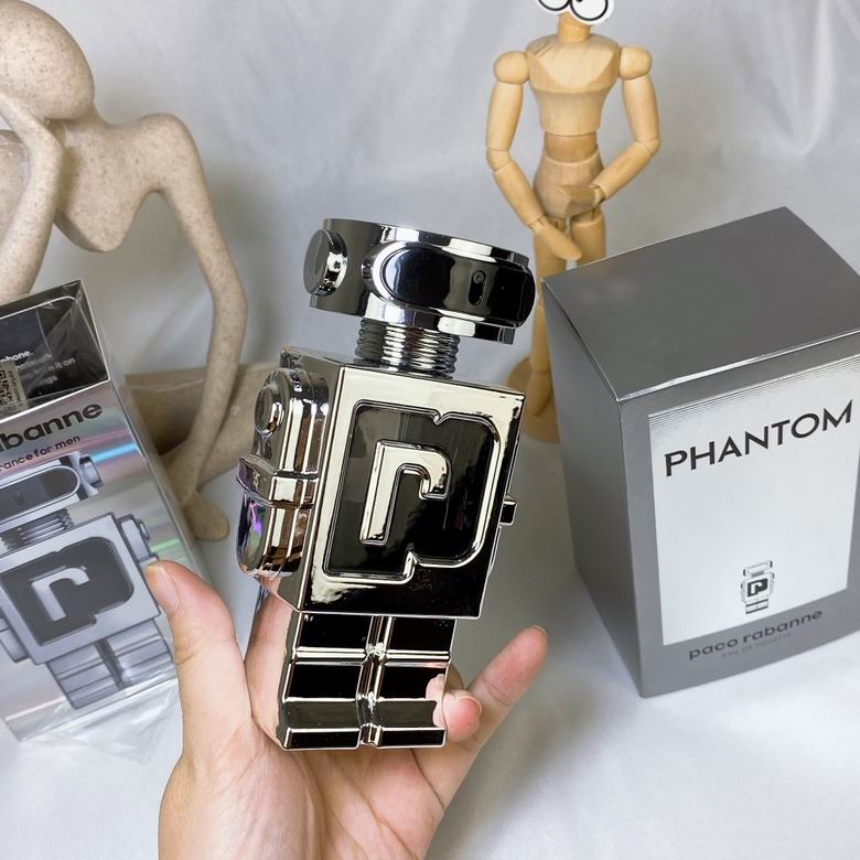 Paco Rabanne Phantom silver robot bottle side view